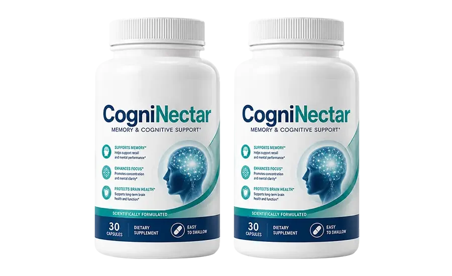Two bottles of CogniNectar Memory and Cognitive Support capsules, 30 capsules per bottle